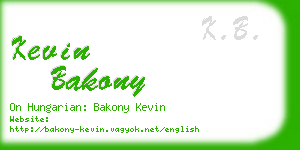 kevin bakony business card